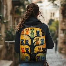 1pc Artistic Cat Tree Pattern Backpack For Adults - Large Capacity, Lightweight & Washable Shoulder Bag With Secure Zipper Closure, Perfect For Work, Travel & Business Commuting, Commuter Backpack | Whimsical Design | Durable Construction - nâu sẫm - Xem 6