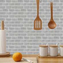 12pcs Classic Black/White/Gray Tile Wall Stickers, Suitable For Living Room And Bedroom Home Decor, Bathroom Wall Decor, Waterproof Self-Adhesive Tile Stickers, Vinyl Wallpaper, Kitchen Oil-Proof Tile Stickers - Multicolor - View 5