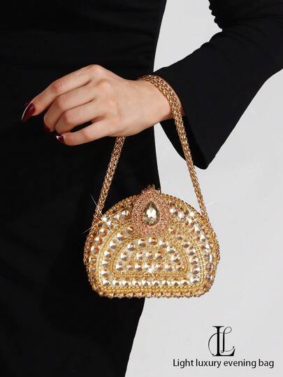 Bolso de mano mini de diamantes de lujo vintage, elegante y encantador, brillante y glamoroso para fiestas, adecuado para fiestas, bodas, galas, regalos, mujeres, ocasiones formales, combina perfectamente con atuendos de lentejuelas, la mejor opción para reuniones