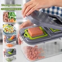 1 Vegetable Onion Chopper, Multifunctional Cutting Machine, Ingredient Processing Tool, Onion Chopper With Drain Basket, Carrot Garlic Chopper With Container, Kitchen Tools, Kitchen Accessories, Suitable For Home/Restaurant To Quickl