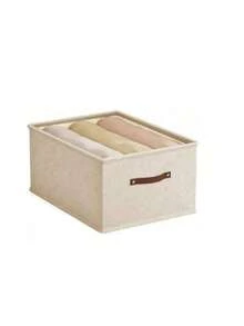 1pc Tianshan Cotton And Hemp Foldable Cotton And Hemp Storage Box Cover - Multi Functional Organizing Box Suitable For Clothing Toys And Other Items Essential For The Home Essential For Moving House Essential For Rented Accommodation Essential For Going Back To School Essential For Student Accommodation - Beige - View 10
