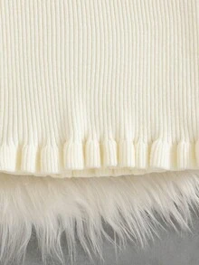 少女修身高领毛衣，白色 - 白色 - 查看 2