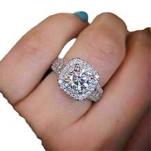 Fashionable Luxury Style Brass And Zirconia Ring For Women; Single Piece Suitable For Daily/Party/Dinner/Business/Casual Wear; Lady's Wedding Ring; Engagement Ring; Perfect Gift For Women And Girls; Christmas Gift. Rings For Women - trắng - Xem 5