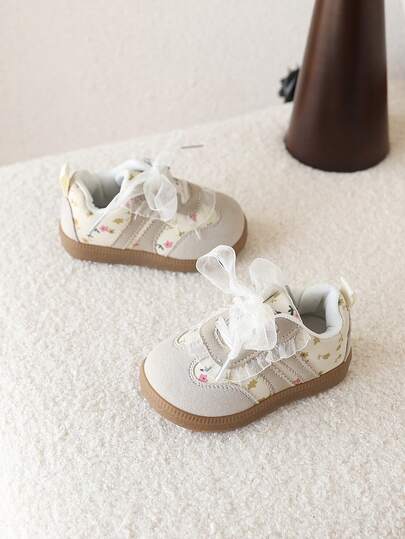 زوج من أحذية رياضية كاجوال ناعمة للبنات/الأطفال الصغار، أحذية رياضية مضادة للانزلاق للأطفال، خريف