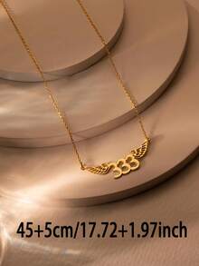 1pc Customizable Wings Number Necklace, Stainless Steel Jewelry, Lucky Number Charm Necklace, Romantic Necklace, Couple Necklace, Customized Necklace, Number Necklace, Gold Necklace And Silver Necklace, Women's Jewelry, Customizable Items, Exquisite Chain, Wedding, Daily Wear, Halloween, Christmas Gift, Anniversary Gift, Personalized Gift - Multicolor - View 11