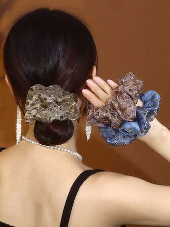 1 قطعة شرشف كلاسيكي مربع - مزين بأناقة بالراين ستونز، ربطة شعر من الأورجانزا ذات الطبقتين لمظهر أنيق