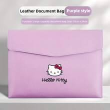 Sanrio Teczka na dokumenty i torba do przechowywania Hello Kitty, wykonana z grubej skóry PU, najwyższej jakości, zapięcie na magnes, przenośna i wielofunkcyjna, duża pojemność, łatwo przechowuje dokumenty i przedmioty