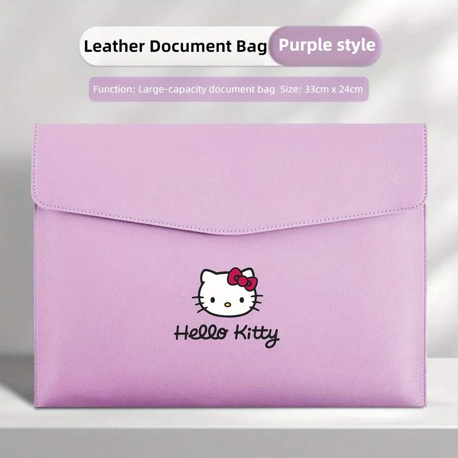 Sanrio Teczka na dokumenty i torba do przechowywania Hello Kitty, wykonana z grubej skóry PU, najwyższej jakości, zapięcie na magnes, przenośna i wielofunkcyjna, duża pojemność, łatwo przechowuje dokumenty i przedmioty