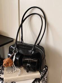 Retro Underarm Bag Women 2025 New High-Quality Tote Shoulder Bag Small Niche Large Capacity Handbag For Commuting, Fashionable And Versatile For Daily Use, Shopping, Dating, Travel, With Bear Pendant