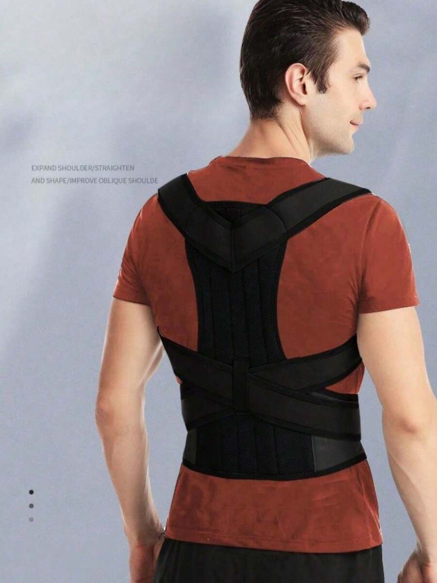 1PC预防驼背矫正带背部矫正带美背开肩矫形器（产品外包装随机发货） - 黑色 - 查看 1