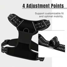 Arnés para perro sin tirones con 1 clip para correa, ajustable y acolchado suave, chaleco para mascotas de Oxford reflectante sin ahogo con asa de control fácil