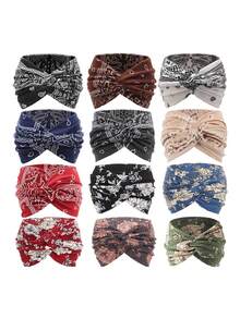 1 pieza Diadema ancha de estilo bohemio para mujer, turbante extra grande, diadema para hacer ejercicio, diadema de moda para yoga, accesorios para el cabello grueso y retorcido, pañuelos para mujer