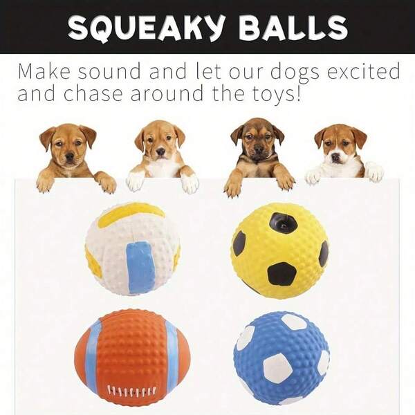 1pc Pet Toy Dog Silicone Sound-Making Bite-Resistant Teeth Cleaning Teeth Grinding Football High Elastic Cotton Filled Chewing Ball