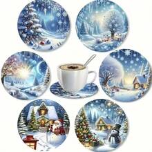 6pcs Christmas Wooden Coaster Set - Heat-Resistant, Non-Slip Drink Mats For Home Decor & Table Protection - Perfect Holiday Gift Idea