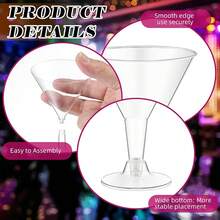 24 Pcs 5 Oz Plastic Martini Glasses Disposable Clear Cocktail Dessert Parfait Glasses Unbreakable Mini Martini Cups For Wedding Party Bowl Wine Ice Cream (Stemless), Christmas Party Supplies, Family Dinner - 12 - 查看 4