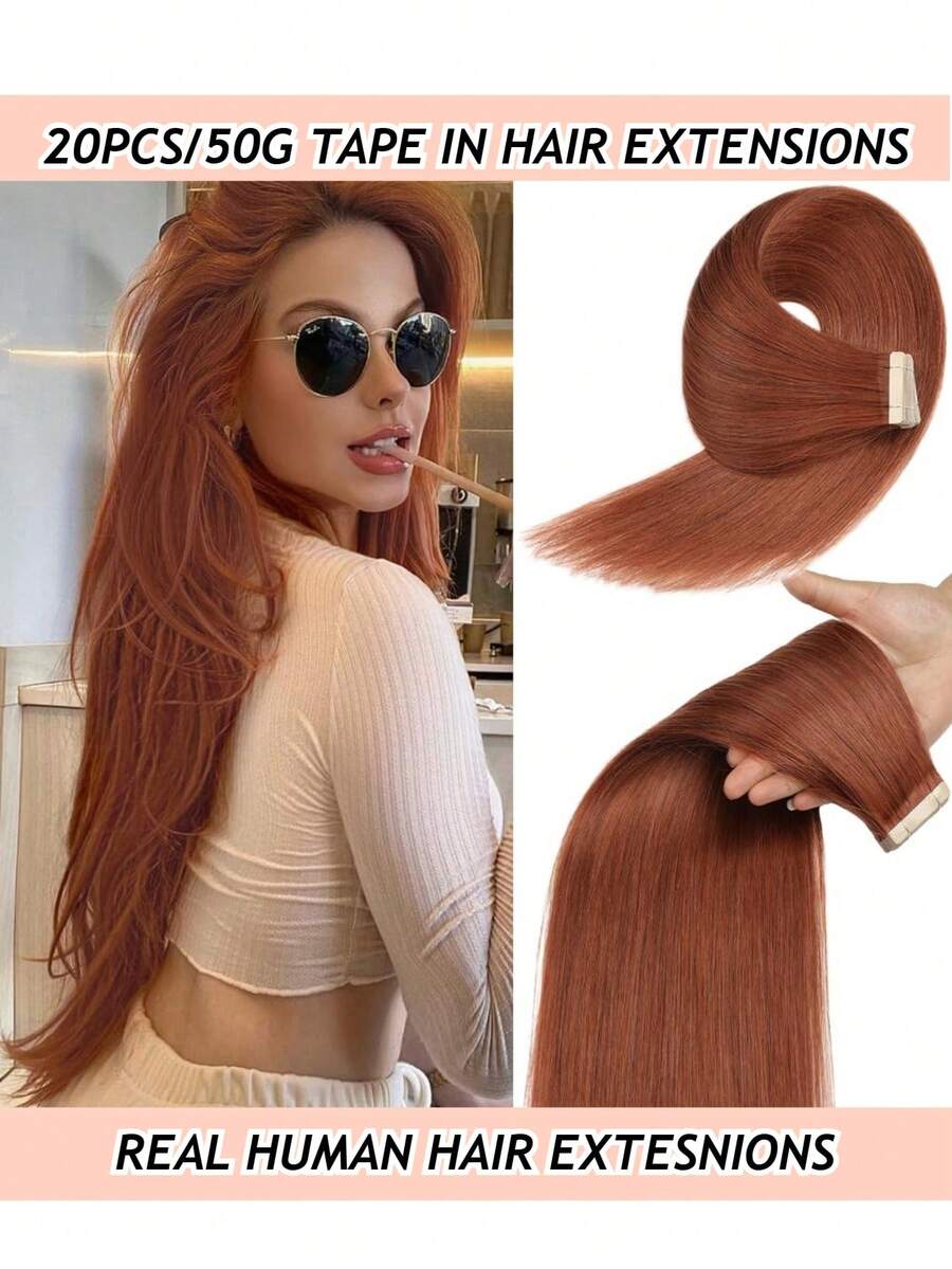 150G 60PCS Tape-In Real Hair Extensions Invisible Tape Extensions, Real Hair Tape Extensions,100% Human Hair Extenions Skin Weft Hair Extensions ,Black Tape In Extensions,Brown Black Blonde Blue Red Grey Silver Highlight Hair - S33 - View 1