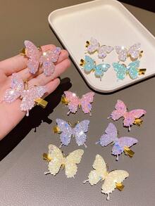 12件裝亮麗女孩髮夾，蝴蝶髮夾，女孩禮物，派對禮物，女孩髮飾，可愛小飾品，女孩喜愛的小物 - 彩色 - 查看 4