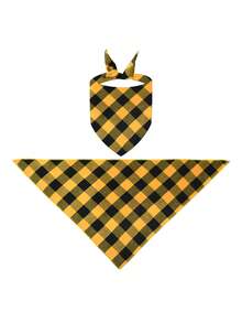 1pc Customized Pet Bandana, Customizable Printed Name/Text, Multi-Color Plaid One Size Triangle Scarf, Adorable Pet Customization/Minimalist, Cat Dog Triangle Kerchief, Suitable For Medium Small Pets/Kittens, Pet Anniversary Birthday Pet Accessory Decor, Christmas Gift, Indoor Outdoor Use - Multicolor - View 14
