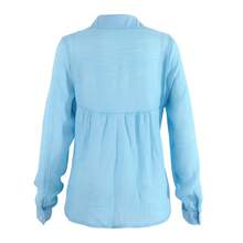 Women's Cotton Linen Blouse Long Sleeves Plus Size - Xanh-Mới - Xem 5