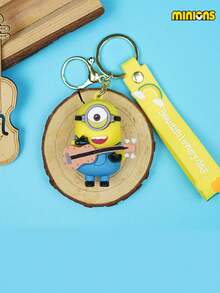 Minions 1pc Minions Cute Cartoon Design PVC Material Minions Doll Shape Exquisite Round Pendant Multifunctional Keychain Suitable For Car Keys, School Bags, Bag Decoration Creative Birthday Gifts And Party Gifts