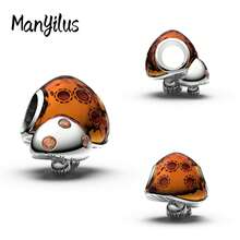 Manyilus 1 Stück 925 Sterling Silber Charm Schmuck - Funkelndes goldenes Pferd Anhänger, süßer Affe-Banane Perle, rosa emaillierte Katzen Perle, MOM Herz Diamant Perle, braune Pilz Perle, leuchtende Glühwürmchen-Pflanze Perle, Kleeblatt Würfel Smaragd Perle, Retro Rosenblatt Anhänger, Mond Katze Charms | Passend für Armbänder, Armreifen, Halsketten | Unisex perfektes Geschenk für Familie & Freunde - Geburtstage, Muttertag, Valentinstag, Abschluss, Freundschaftstag.