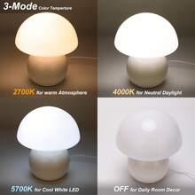 Mushroom Lamp For Bedroom - White Ceramic Mushroom Table Lamp- Mid Century Modern Aesthetic Desk Lamp For Nightstand, Living Room, Gift Decor - trắng - Xem 5