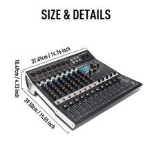 8/12-Channel Bluetooth Studio Audio Mixer 99 Bit DSP Digital Processor W/USB MP3 For PC Recording Input, XLR Microphone Jack, 48V Power, For Professional And Beginners DJ Mixer - US A Type Plug(110-127V) - View 14
