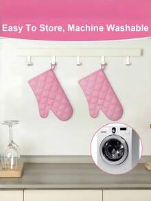 4 قطع مجموعة قفازات فرن وحصيرة عزل ذات لون واحد مقاومة للحرارة لخبز وطهي القفازات مقاومة للحرارة لفرن الميكروويف والحصيرة