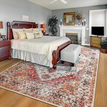 Alfombra Grande Suave de 2x7 Pulgadas Lavable Antideslizante Alfombra Clásica Adecuada para Decoración de Restaurante Oficina Hogar Alfombra de Piso Impresa Colorida de Pelo Bajo - Naranja - Ver 1