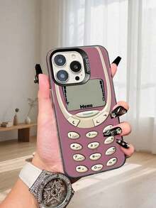 Pink Nokia Style Mobile Phone Case, Durable And Drop-Resistant Protective Case With Nostalgic Mobile Phone Pattern, For IPhone 17 16 15 14 13 12 11 X XS XSMAX Plus Pro ProMax Case - Bạc - Xem 5