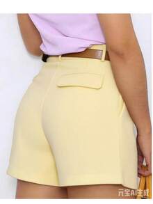 High Quality Women's Slim Shorts - 淡黃色 - 查看 1