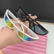 زوج من النظارات الرياضية الأنيقة بطراز Y2K، نظارات موضة مستقبلية بطراز بانك وهيب هوب من التسعينات بإطار مستطيل ضيق، مناسبة للحفلات والقيادة والشاطئ والسفر - متعدد الألوان - مشاهدة 11