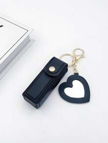 1pc Mini Lipstick Case With Mirror, Portable Pu Leather Keychain Lipstick Holder - Pink Makeup Bag Make Up Organizer Lipstick Holder Gift For Thanksgiving For Girl Women Mom Lipstick Pouch Women Gifts Girl Gifts Girlfriend Gifts. 1pc Solid Color PU Leather Lipstick Holder Bag With Heart Shaped Mirror Women's Makeup Keychains.,Gifts For Women,Christmas Gifts,Gift Ideas For Women