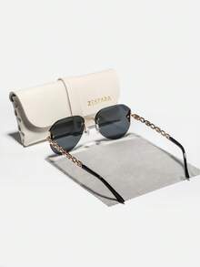 1 Pair Women's Metal Aviator Rimless Round Mirrored Fashion Glasses, Sophisticated Minimalist Design, Comfortable & Fashionable, Suitable For Early Autumn Outings, Picnics, Camping, Comes With Elegant Packaging