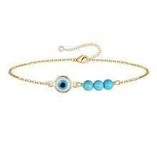 Hypoallergenic, Delicate Style, Golden Evil Eye & Turquoise Multi - Layer Bracelet, Daily Wear & Date Matching For Fall And Winter, Valentine's Day Gift, For Lover, Claim My Daily Gift, Local Warehouse, - vàng 3 chiếc - Xem 4