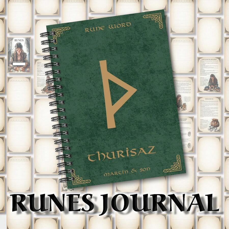 1 Pc Runes Grimoire Pages, Spiral Bound Vintage Notebook For Magic ...