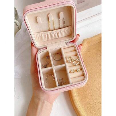 1個 リングピアスネックレス収納用ポータブルジュエリーオーガナイザーボックス