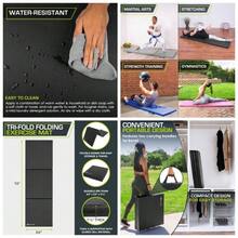- Alfombrilla de Ejercicio Plegable de Triple Pliegue, 6x 2 pies, con Asas de Transporte para, Gimnasia, Estiramiento, Entrenamiento bsico - Negro - - Ver 1