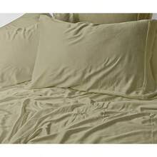 Almaya: Juego de Sábanas de Microfibra Suave de Lujo con Doble Cepillado / 1800 Hilos de Alta Calidad y Bolsillo Lateral para Accesorios (Azul Cielo, King Size) - Pistacho - Ver 12