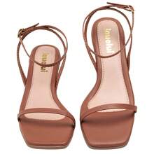 Women's Thin Heel Basic Delicate Sandal Adjustable Medium Heel - Lạc đà - Xem 3