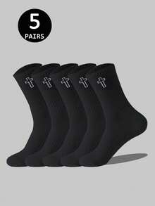 5/10/20 Pairs Thick Black & White Men's Winter Socks, Fashion Casual Comfortable, Suitable For Outdoor Sports, Running, Fitness, Compression Knee Socks, Business Casual Holiday Black & White Crew Socks, Christmas, Thanksgiving, New Year Holiday Gifts (Thick Version), Fits Shoe Size (35-39/39-42) - Multicolor - View 9