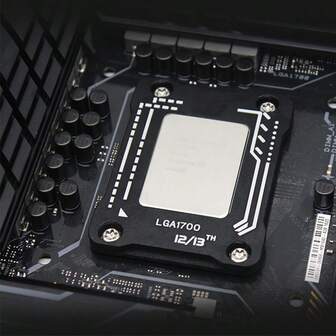 英特尔 LGA1700-BCF 黑色 V2 CPU 矫正器，英特尔防弯曲固定器，LGA17XX 防弯曲固定垫片，铝合金全粘合固定器，兼容第 12/13 代 CPU