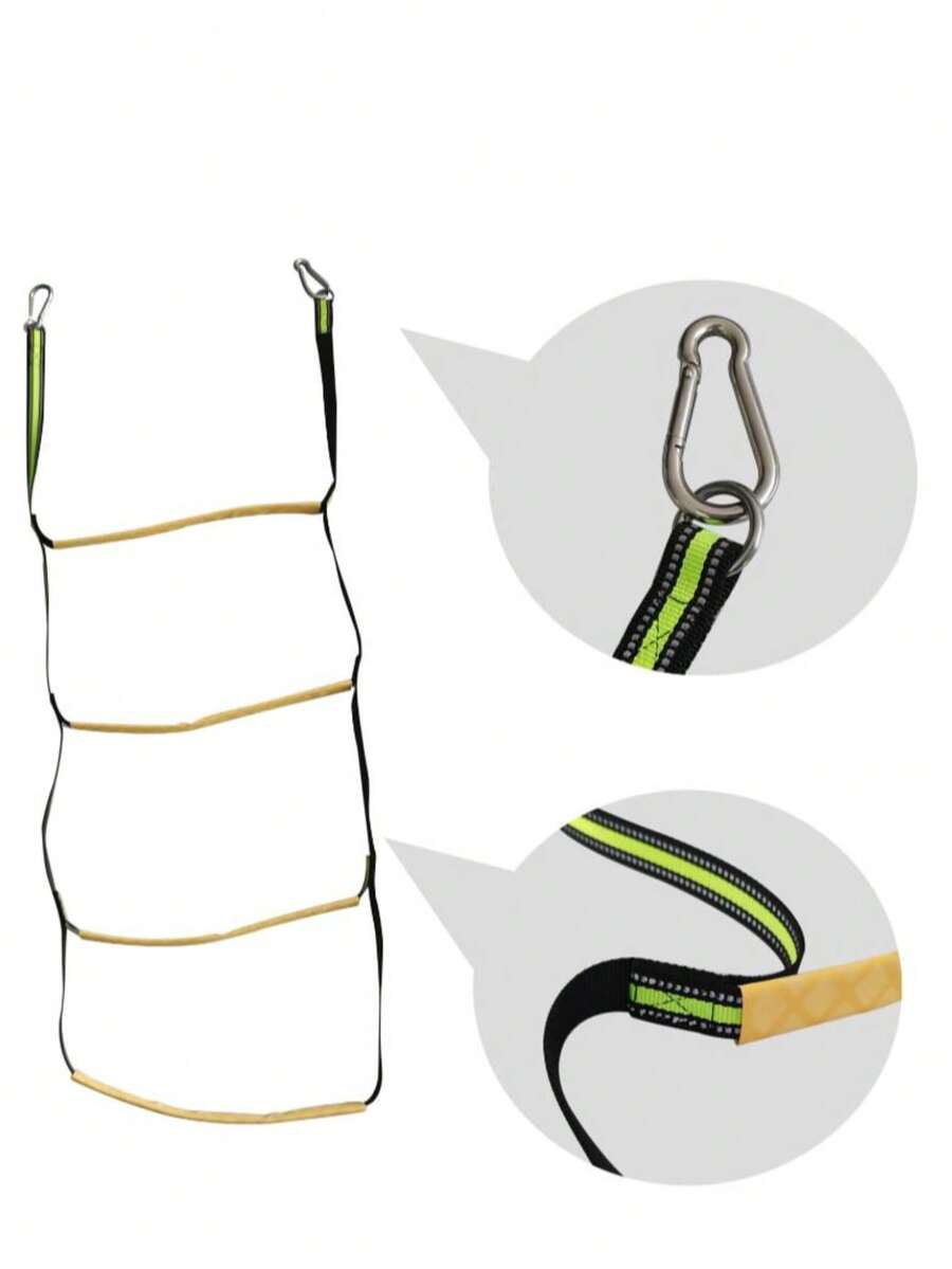 ISURE MARINE 4 Step Boat Rope Ladder, Green And Yellow, Nylon And Stainless Steel, 400 Lb Load Capacity - Green - View 1