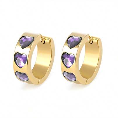S925 Silver Needle European And American Hot INS Style Heart Earrings Hoop Earrings For Women Fashion Diamond-Encrusted Heart Design Earrings
