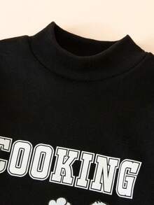 3pcs/Set Young Boys Cartoon Baseball Bear Fishing Bear Crocodile And Letter Print, Casual Comfortable Soft Fleece Tops, Long Sleeve Tops Turtleneck, Thermal Fall Outfits Underwear Suit For Autumn/Winter