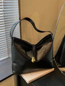 Fashionable New Women's One Shoulder Crescent Bag, Retro Tote Bag, Minimalist Chic Solid Color PU Leather, Versatile For Travel, Shopping, Commuting, Elegant Handbag