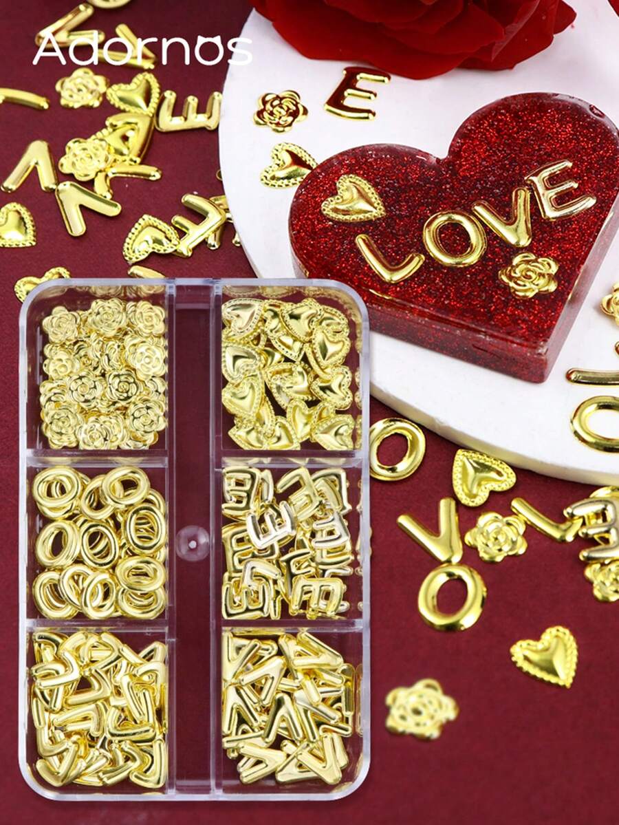 Molde de resina para el Día de San Valentín con relleno de corazón, mariposa, flores de rosa, remaches metálicos, lentejuelas brillantes y rellenos para hacer llaveros DIY