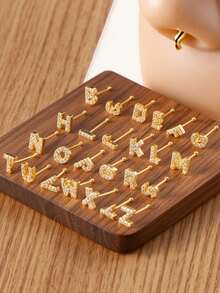 1 buc. Cercei nas piercing, eleganti și rafinați, personalizați, mici, cupru, zirconiu, 26 alfabet, pentru cupluri, unisex, bijuterii pentru corp, cadou potrivit pentru întâlniri zilnice, petreceri, sărbători, cadouri, vacanțe, purtare, bijuterii nas piercing.