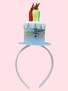 1pc Children's Birthday Princess Candle Cake Hair Hoop Headband Happy Birthday Party Prop Headpiece, Suitable For Birthday Parties