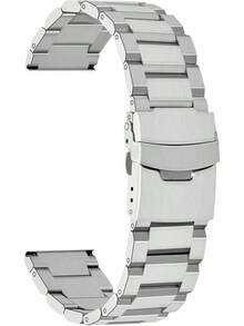 Correa de reloj clásica de acero inoxidable de 18mm 20mm 22mm 24mm, correa de reloj de metal cepillado en plata y negro para mujeres y hombres, correa de reemplazo de reloj con doble hebilla - Plateado - Ver 3